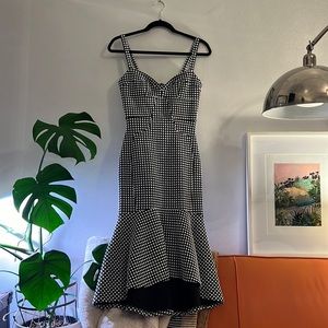 Amanda Uprichard (S)  Loulette Dress - Black and White - Mod Gingham Midi